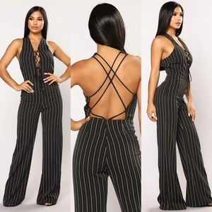 Pin stripe jumpsuit